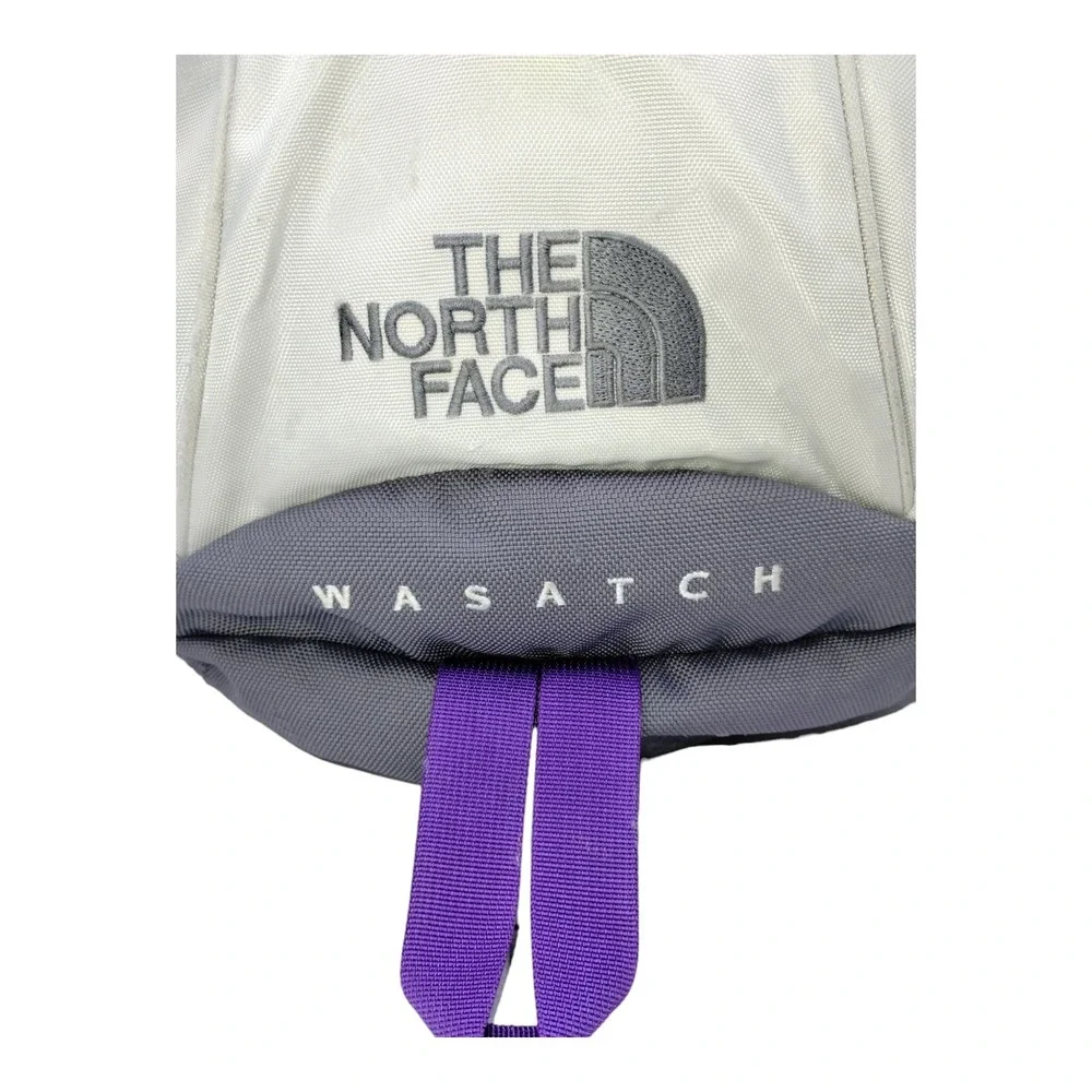 The North Face Wasatch Backpack Light Gray Purple Large Pockets Adjustable Strap